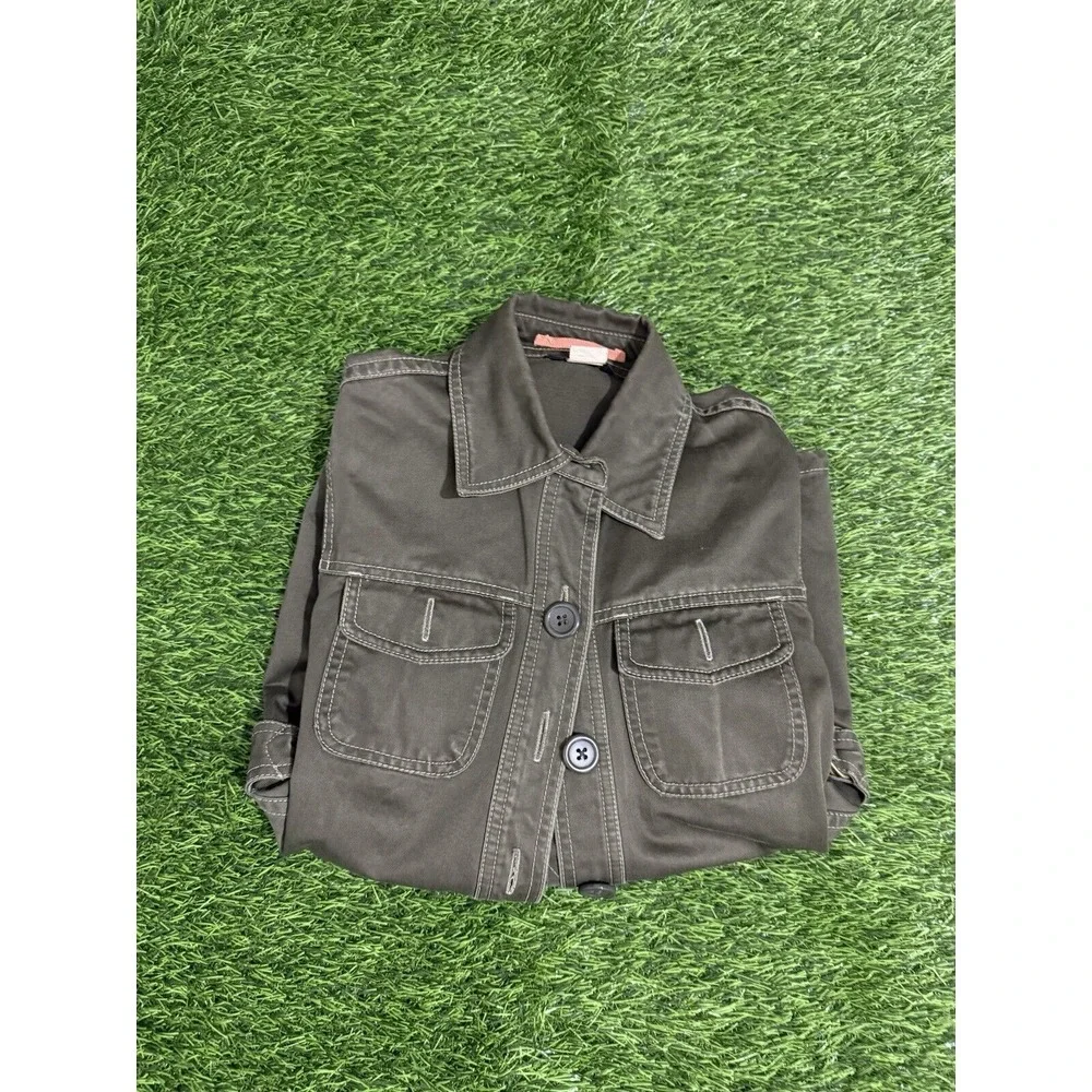 J. Crew Women's Military Jacket Size XS Green Twill 100% Cotton Belted‎ Long Slv